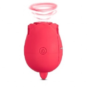 RoseBud 10 Function w/ Vibrating Tongue Clitoral Sucking Vibrator Rechargeable RED